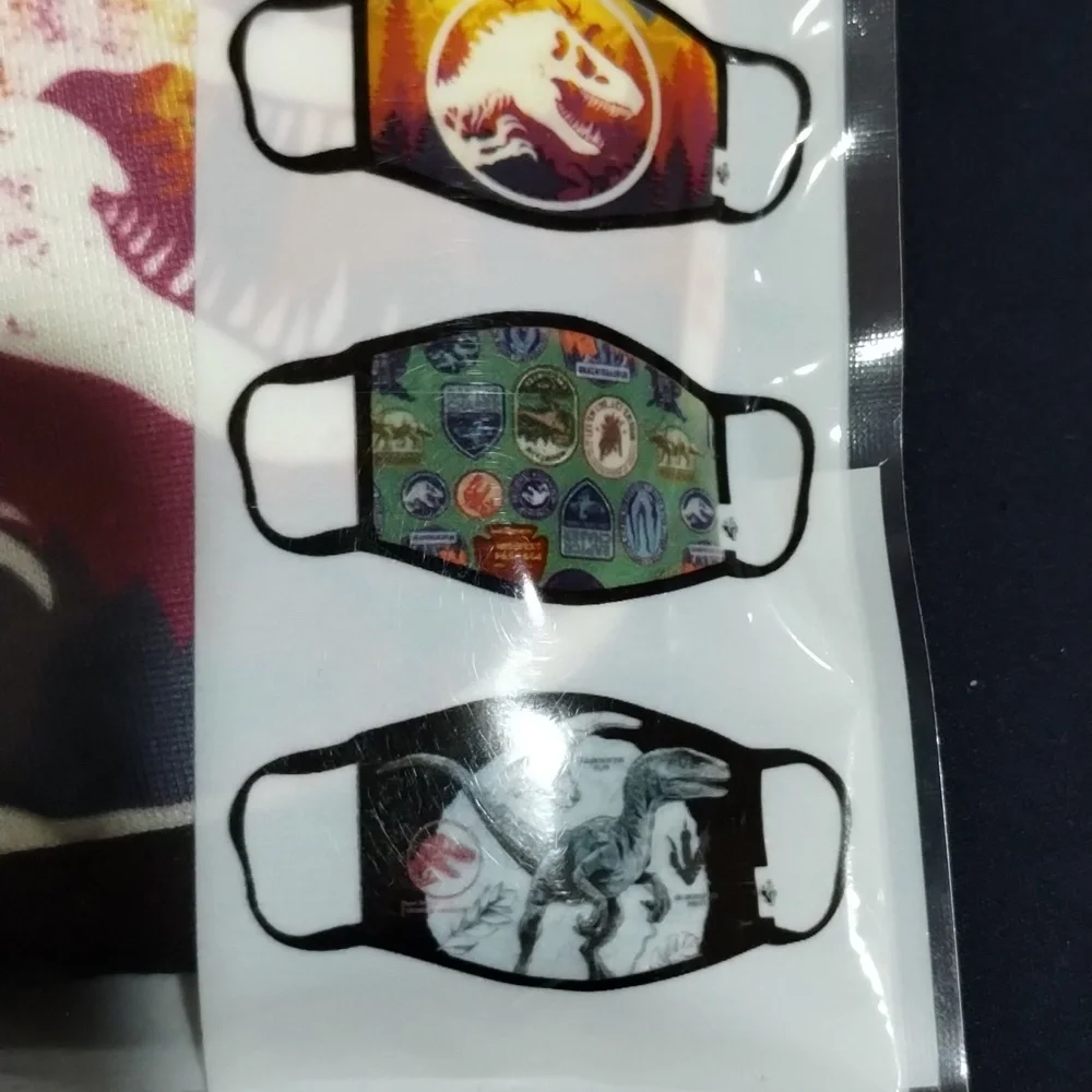 3ct Child Cloth Face Covers Age 4+ Jurassic World Dinosaurs Nwt